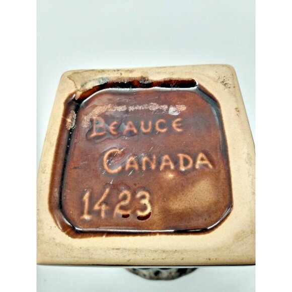 Vintage Beauceware Quebec Canada Glazed Clay Footed Urn Vase 5 7/8" Tall - Picture 9 of 10